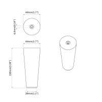 Produktbild för Möbelfötter 2 pcs Brun Ø 44 x 100 mm Massiv Eukalyptus Trä
