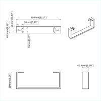 Produktbild för Möbelfötter 12 pcs Svart 796 x 40,5 x 100 mm Järn