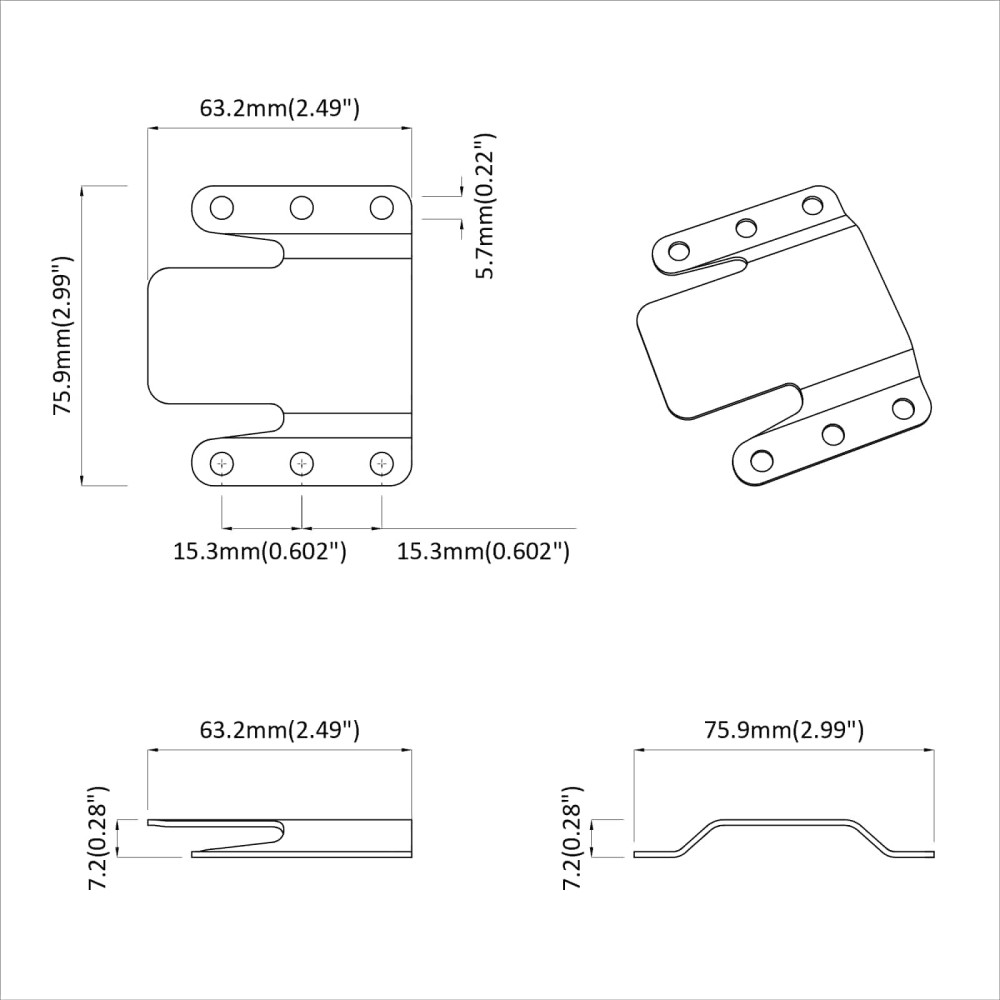 Produktbild för Flush Mount-Bracket 419 pcs Silver 75 x 66 x 1,4 mm Stål