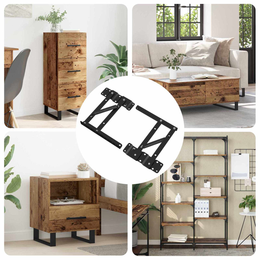 Produktbild för Sänglyftmekanism 2 pcs Svart 340 x 95 x 40 mm Järn