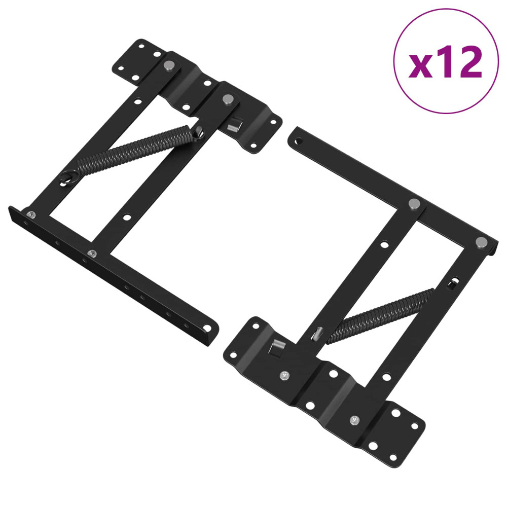 Produktbild för Sänglyftmekanism 12 pcs Svart 340 x 95 x 40 mm Järn