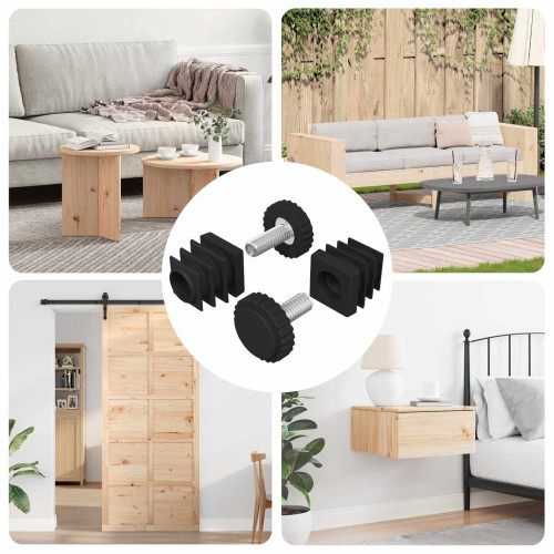 vidaXL Möbeljusterare Justerbar 2 pcs Svart M6 PP