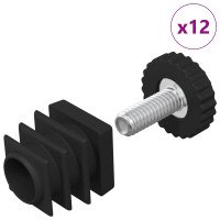 Produktbild för Möbeljusterare Justerbar 12 pcs Svart M6 PP
