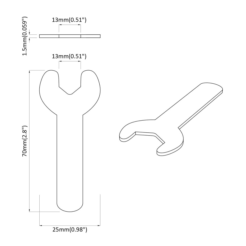 Produktbild för Blocknyckel 2 pcs Silver 13 mm Järn