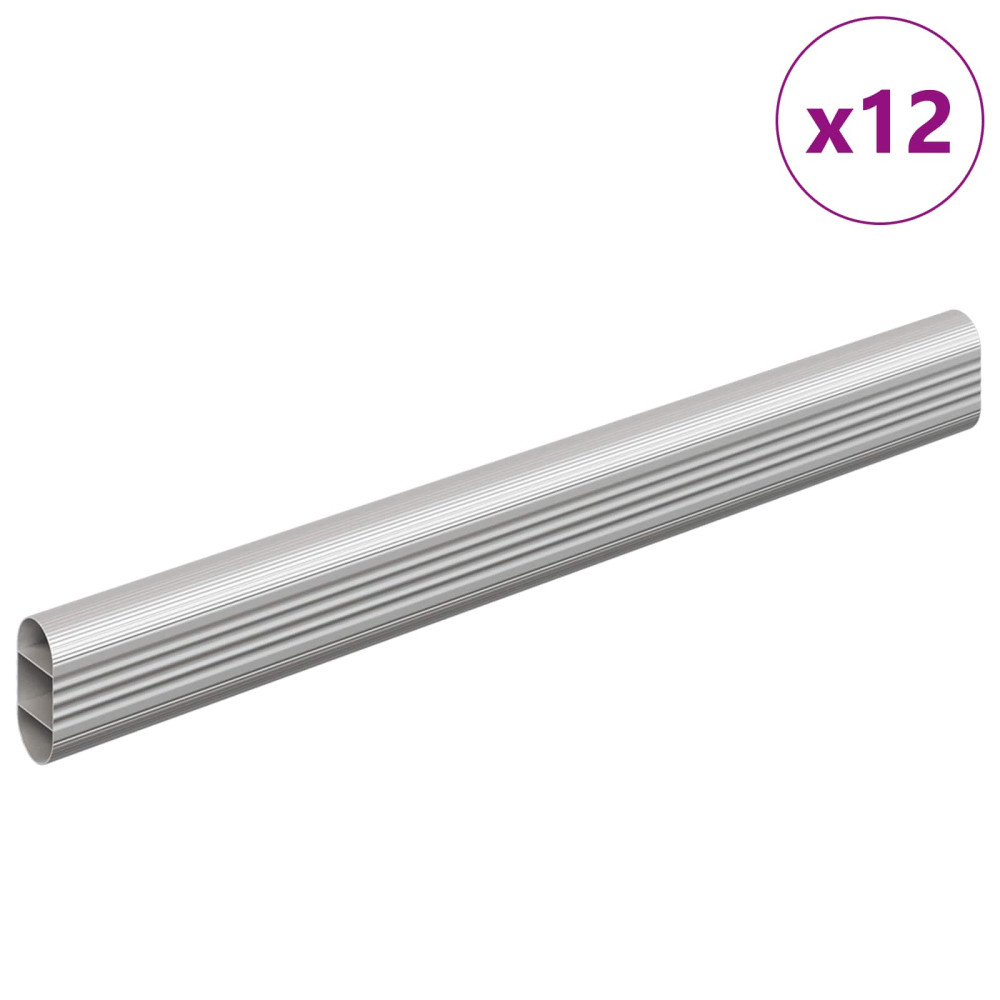 Produktbild för Klädstång 12 pcs Silver 264 x 15 x 29 mm Aluminiumlegering