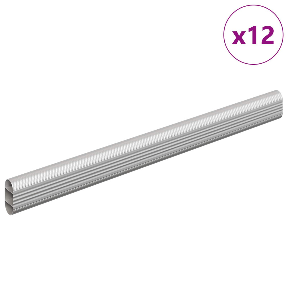 Produktbild för Klädstång 12 pcs Silver 316 x 15 x 29 mm Aluminiumlegering