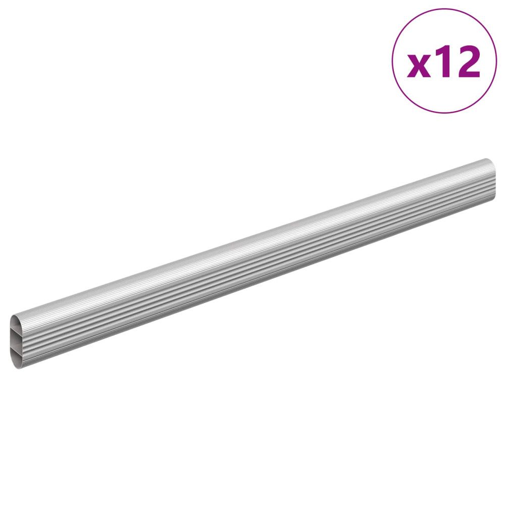 Produktbild för Klädstång 12 pcs Silver 464 x 15 x 29 mm Aluminiumlegering