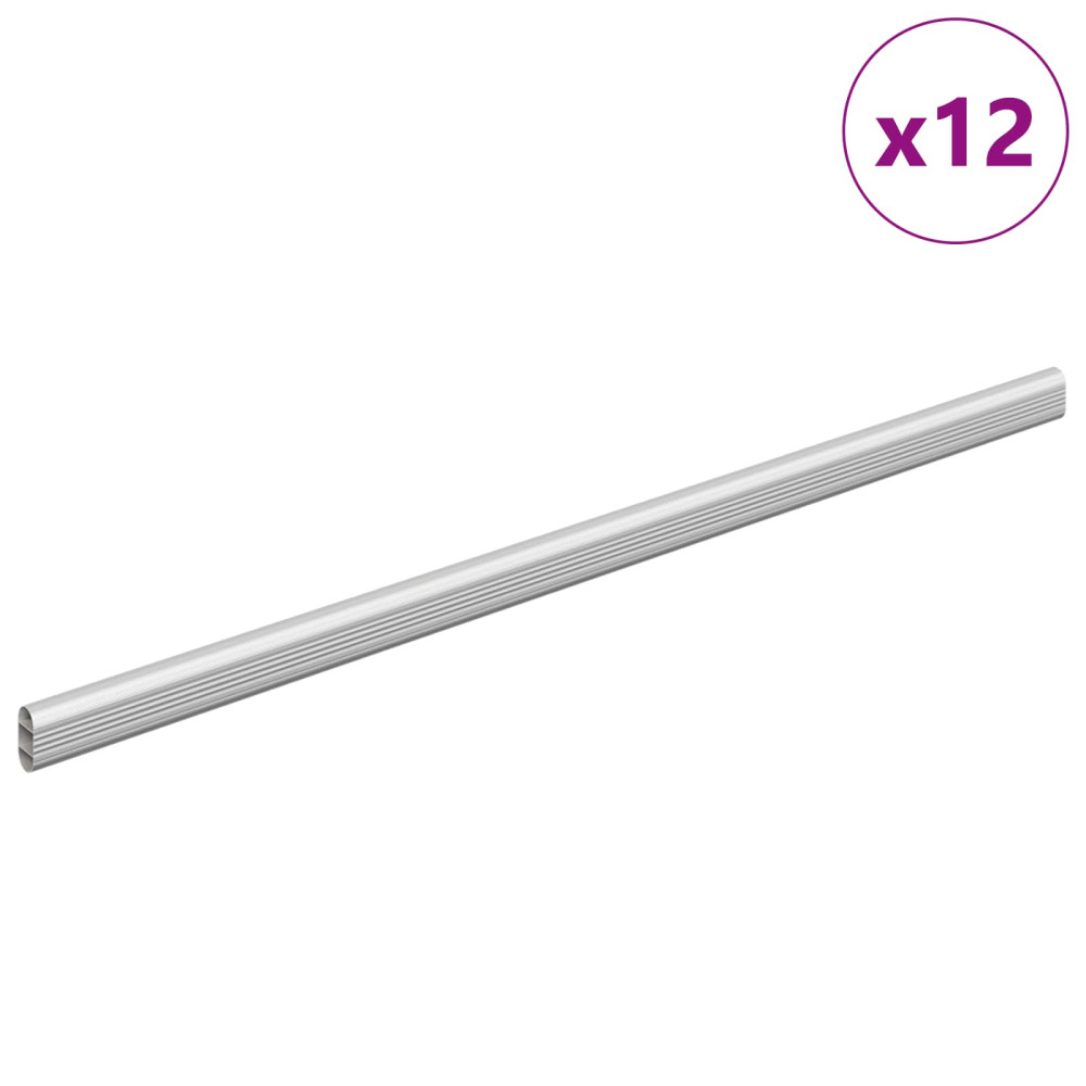 Produktbild för Klädstång 12 pcs Silver 472 x 15 x 29 mm Aluminiumlegering