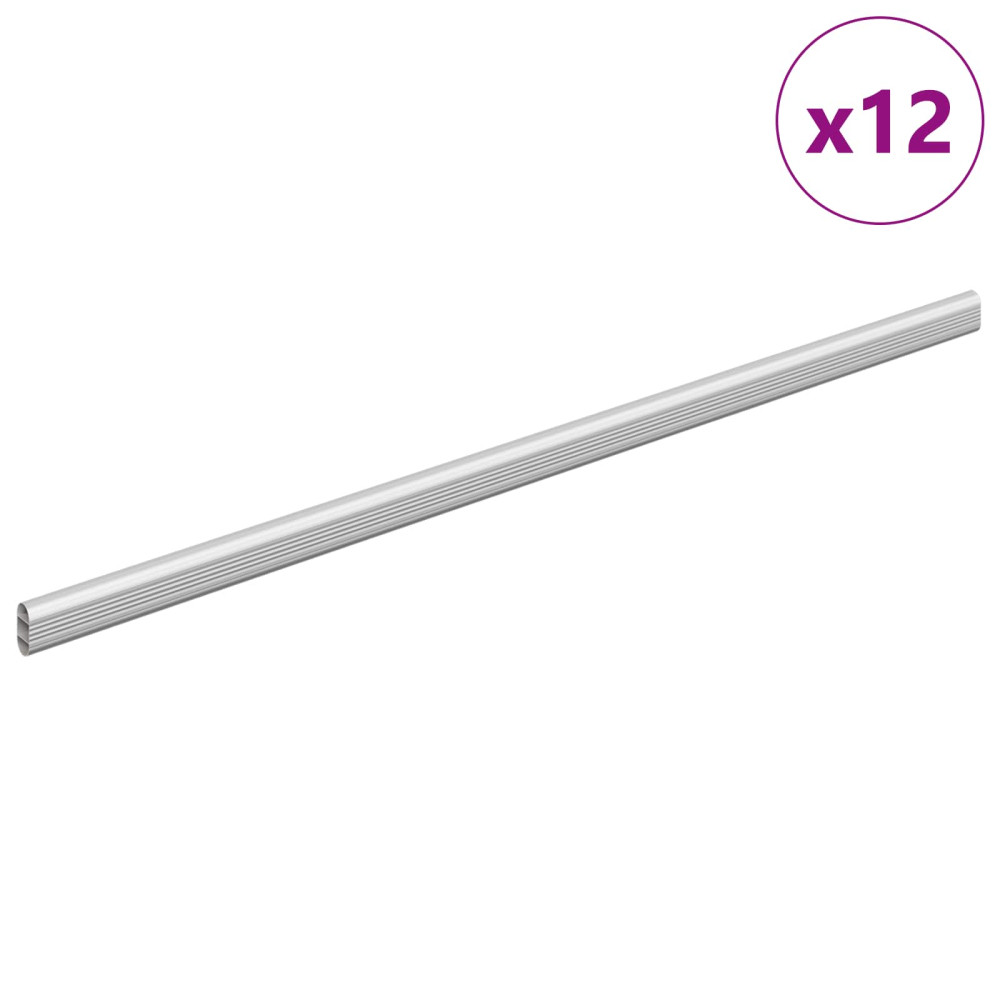Produktbild för Klädstång 12 pcs Silver 664 x 15 x 29 mm Aluminiumlegering