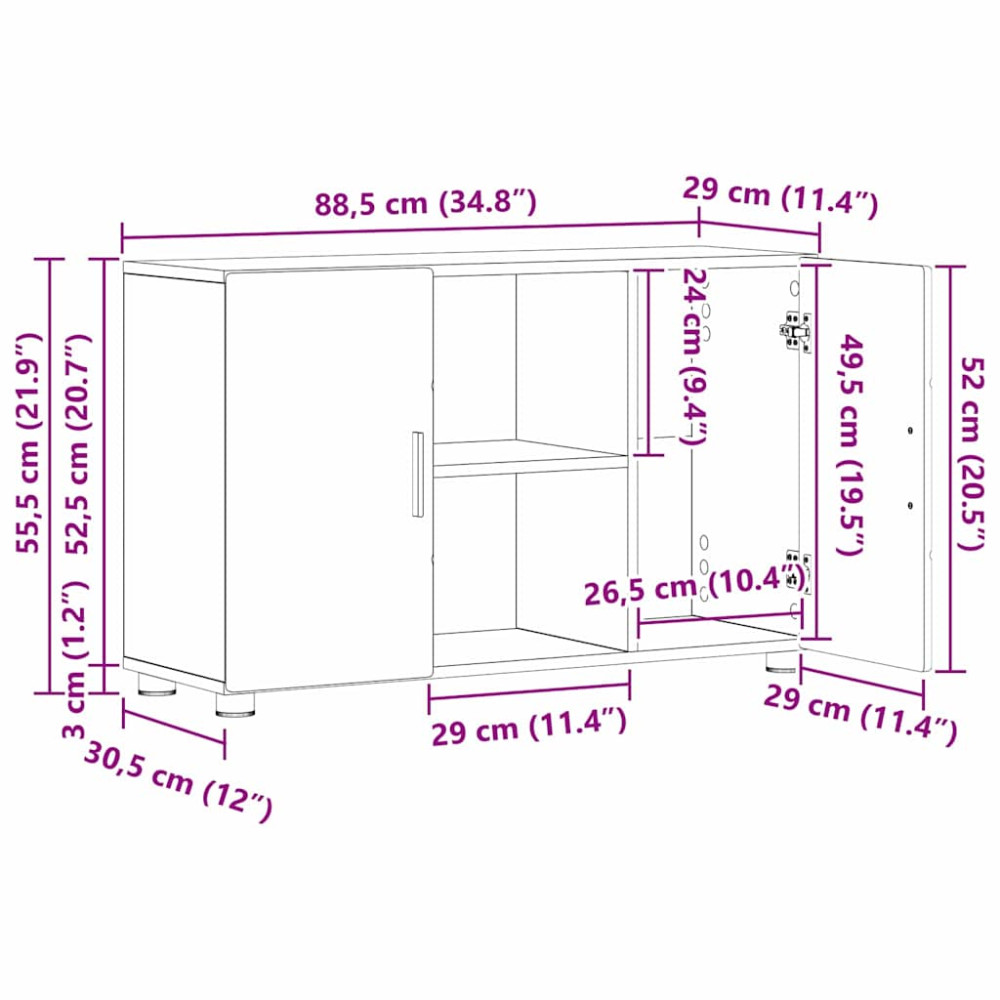 Produktbild för Sideboard FLORIN 88,5 x 30,5 x 55,5 cm Artisan Ek