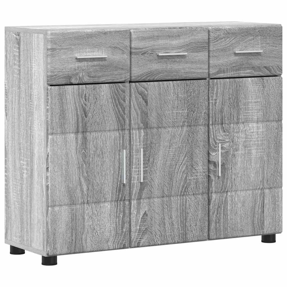 Produktbild för Sideboard FLORIN Grå Sonoma 88,5 x 30,5 x 73 cm Konstruerat trä