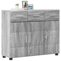 Produktbild för Sideboard FLORIN Grå Sonoma 88,5 x 30,5 x 73 cm Konstruerat trä