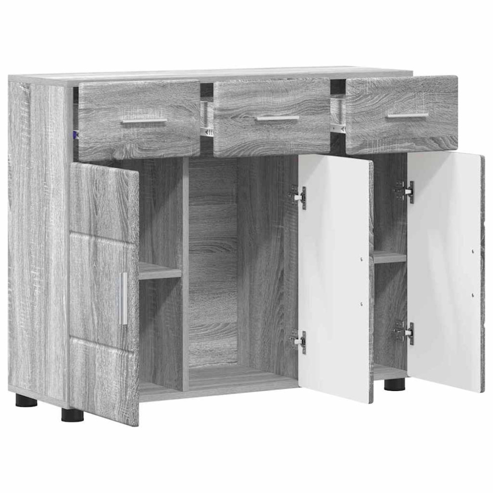 Produktbild för Sideboard FLORIN Grå Sonoma 88,5 x 30,5 x 73 cm Konstruerat trä