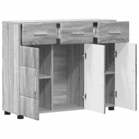 Produktbild för Sideboard FLORIN Grå Sonoma 88,5 x 30,5 x 73 cm Konstruerat trä