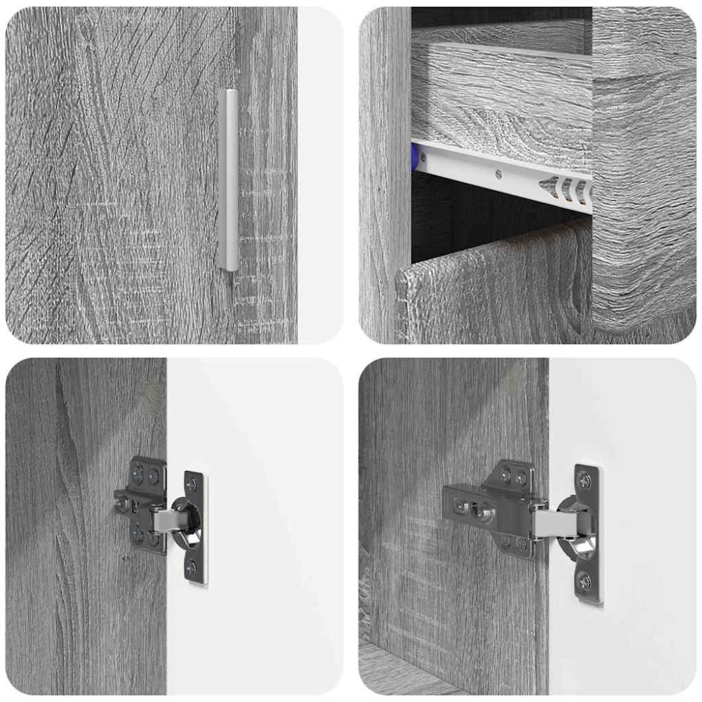 Produktbild för Sideboard FLORIN Grå Sonoma 88,5 x 30,5 x 73 cm Konstruerat trä