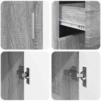 Produktbild för Sideboard FLORIN Grå Sonoma 88,5 x 30,5 x 73 cm Konstruerat trä