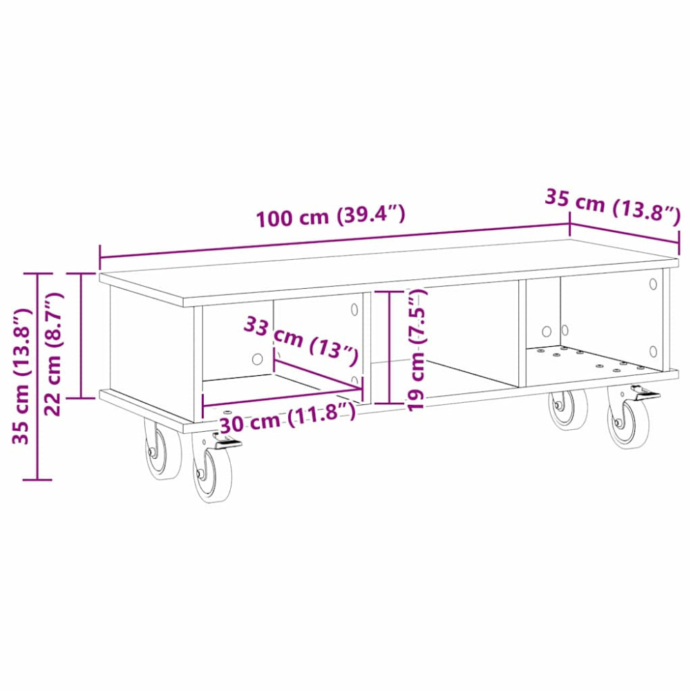 Produktbild för TV-bänk Vit 100 x 35 x 35 cm Konstruerat trä
