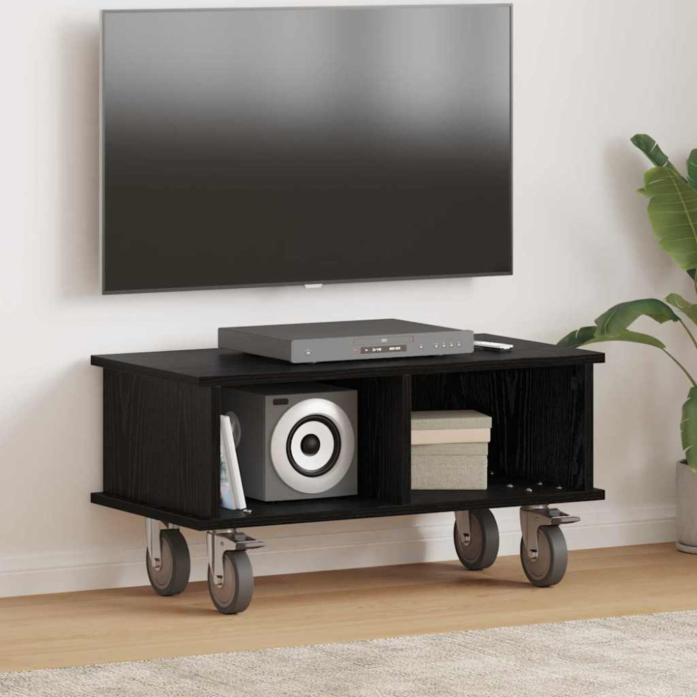Produktbild för TV-bänk Svart Ek 68,5 x 35 x 35 cm Konstruerat trä