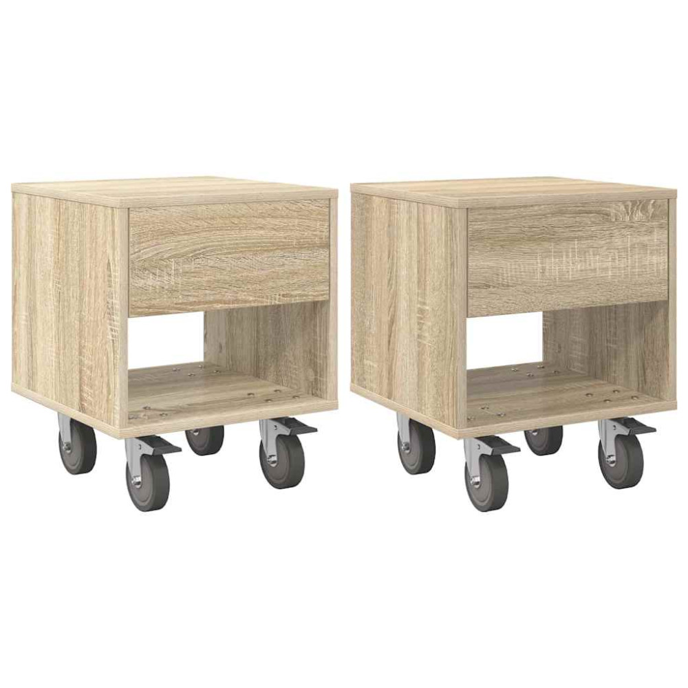 Produktbild för Sängbord 2 pcs Sonoma-ek 40,5 x 40 x 48 cm Konstruerat trä