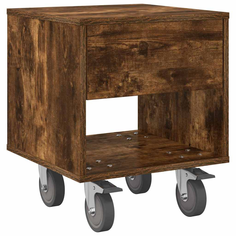 Produktbild för Sängbord Rökt ek 40,5 x 40 x 48 cm Konstruerat trä