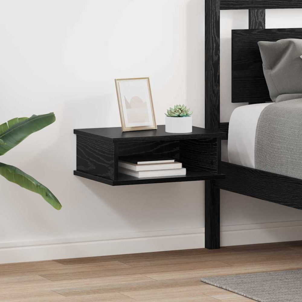 Produktbild för Sängbord 2 pcs Svart Ek 40 x 31 x 15 cm Konstruerat trä