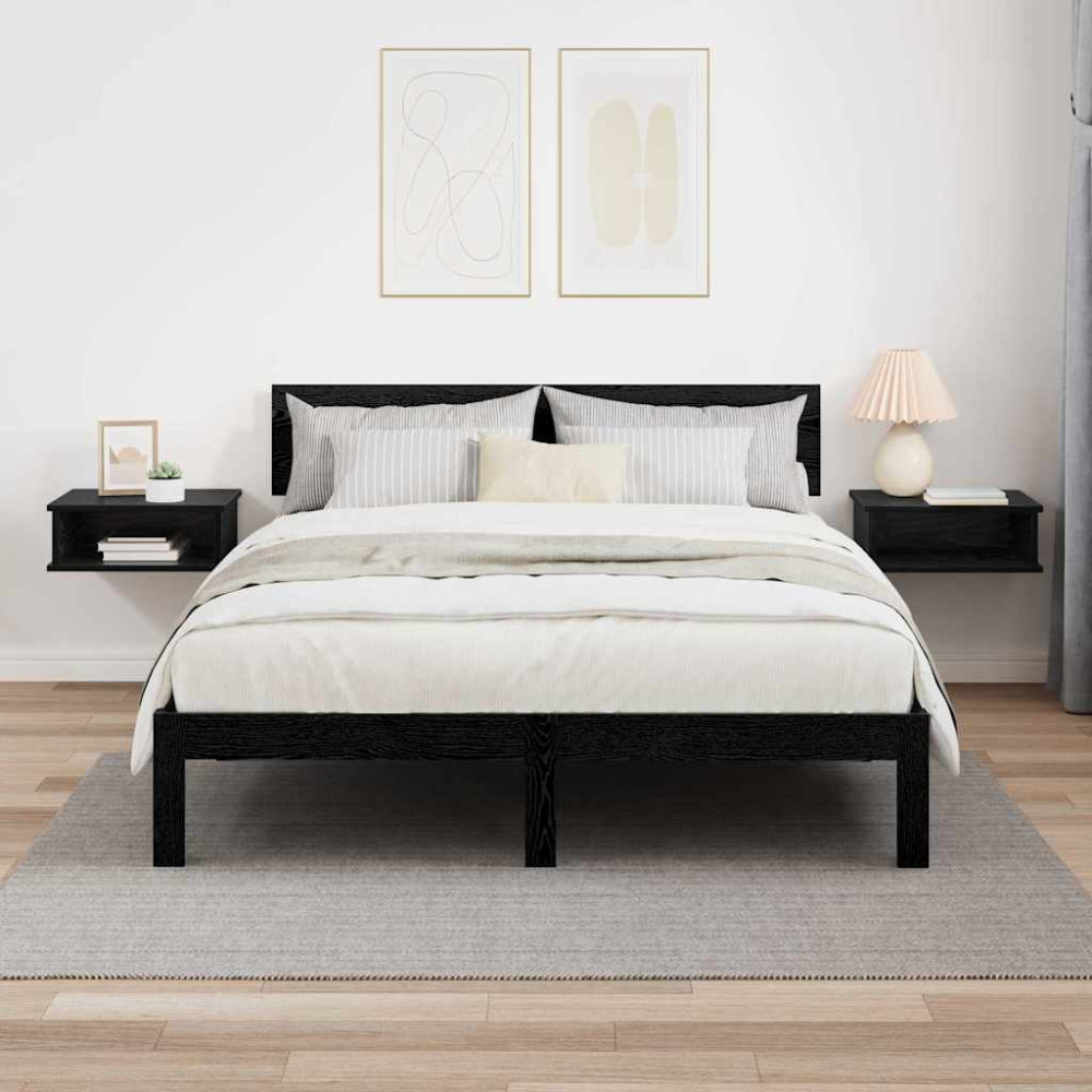 Produktbild för Sängbord 2 pcs Svart Ek 40 x 31 x 15 cm Konstruerat trä