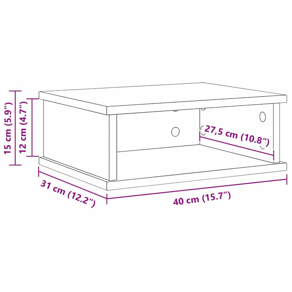 Produktbild för Sängbord 2 pcs Betonggrå 40 x 31 x 15 cm Konstruerat trä