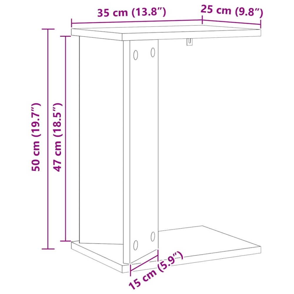 Produktbild för Sidobord Gammalt trä 35 x 25 x 50 cm Konstruerat trä