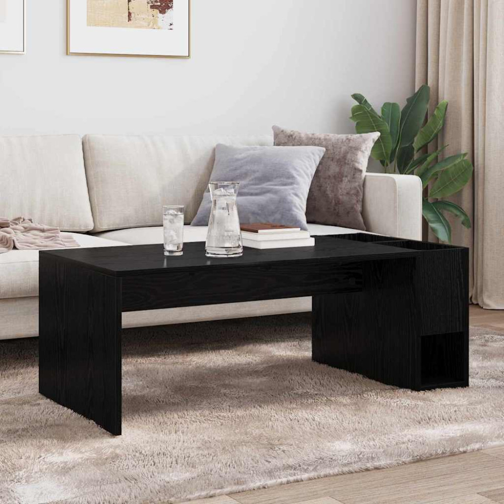 Produktbild för Kaffeebord Svart Ek 101,5 x 50 x 37 cm Konstruerat trä