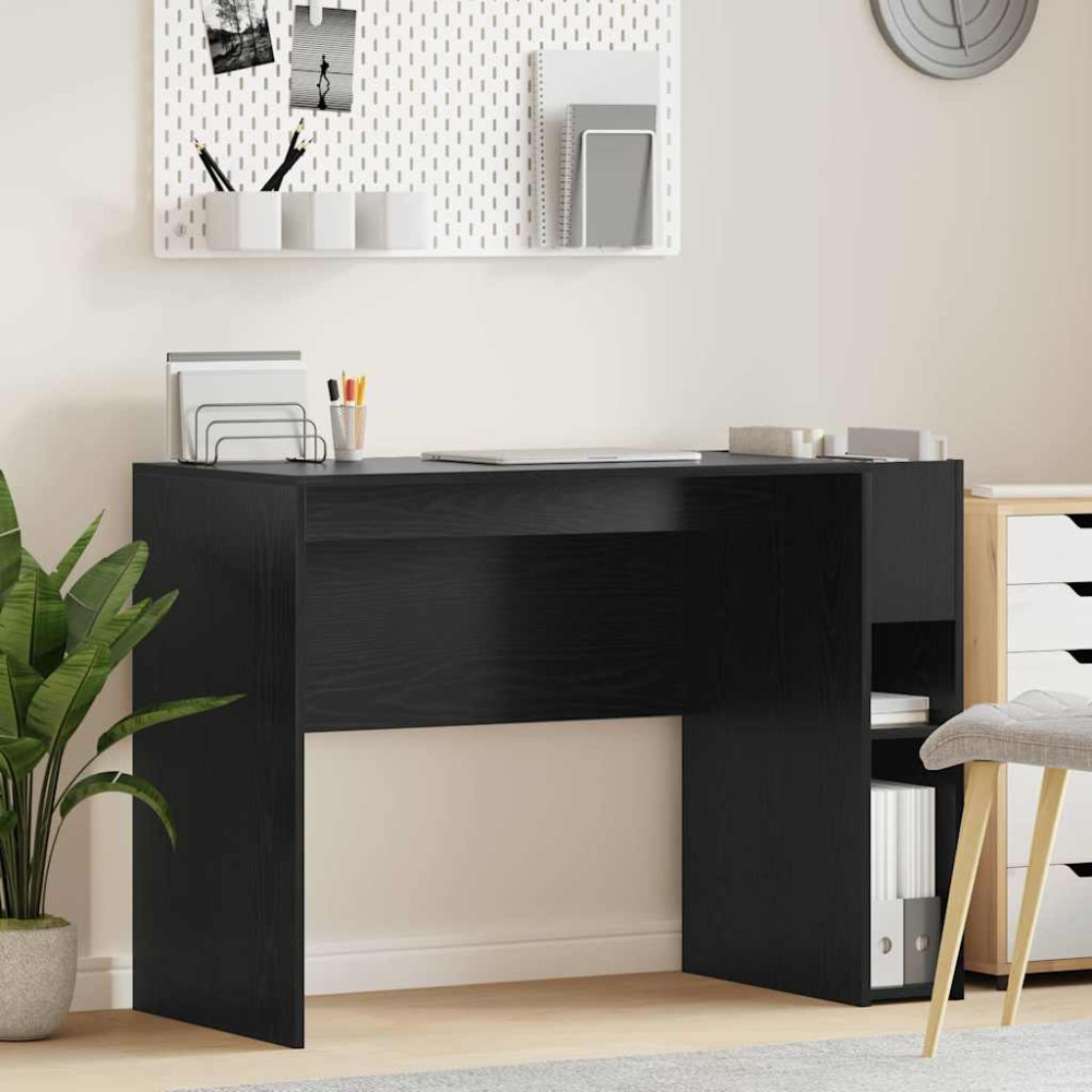 Produktbild för Skrivbord Svart Ek 109 x 50 x 78 cm Konstruerat trä