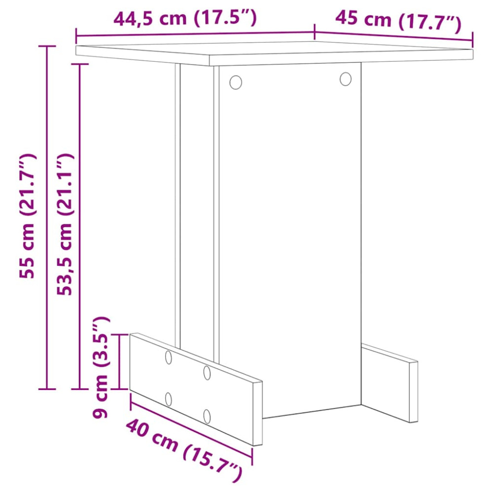 Produktbild för Sidobord Betonggrå 44,5 x 45 x 55 cm Konstruerat trä