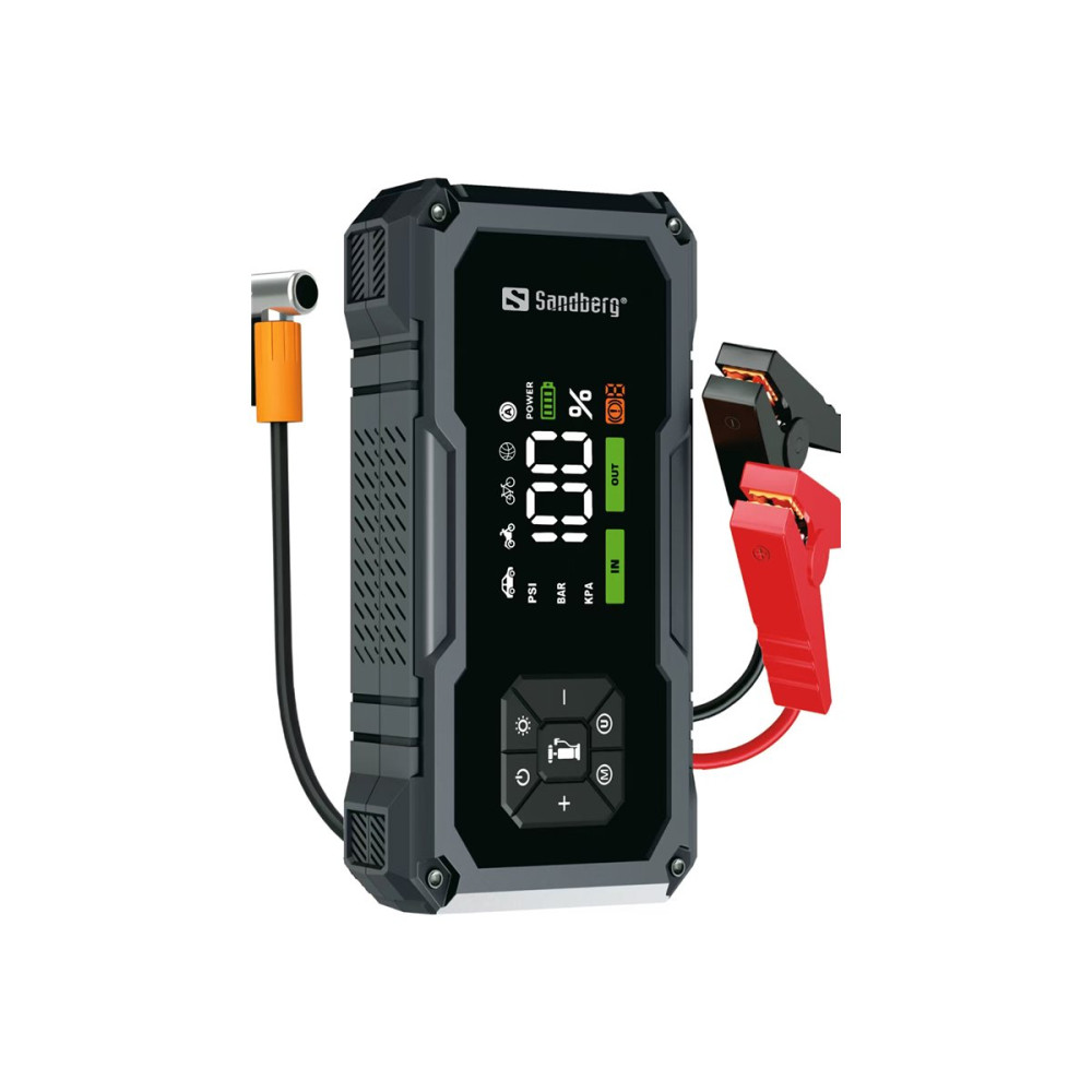 Produktbild för Sandberg Active TirePump 10000 strömbank/startkabel - Li-Ion - USB, snabbstartsport