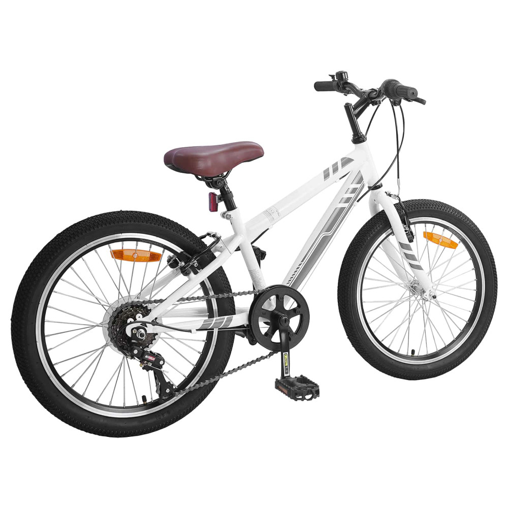 Produktbild för Mountainbike 24 Tum 6-Speed för 8-12 år gamla Vit