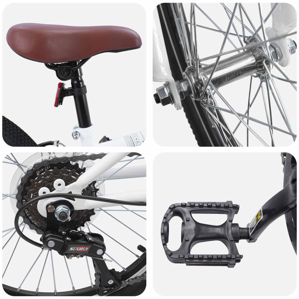 Produktbild för Mountainbike 24 Tum 6-Speed för 8-12 år gamla Vit