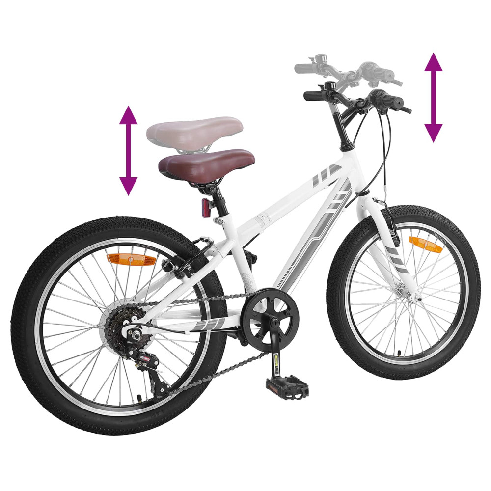 Produktbild för Mountainbike 24 Tum 6-Speed för 8-12 år gamla Vit