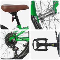 Produktbild för Mountainbike 24 Tum 6-Speed för 8-12 år gamla Grön