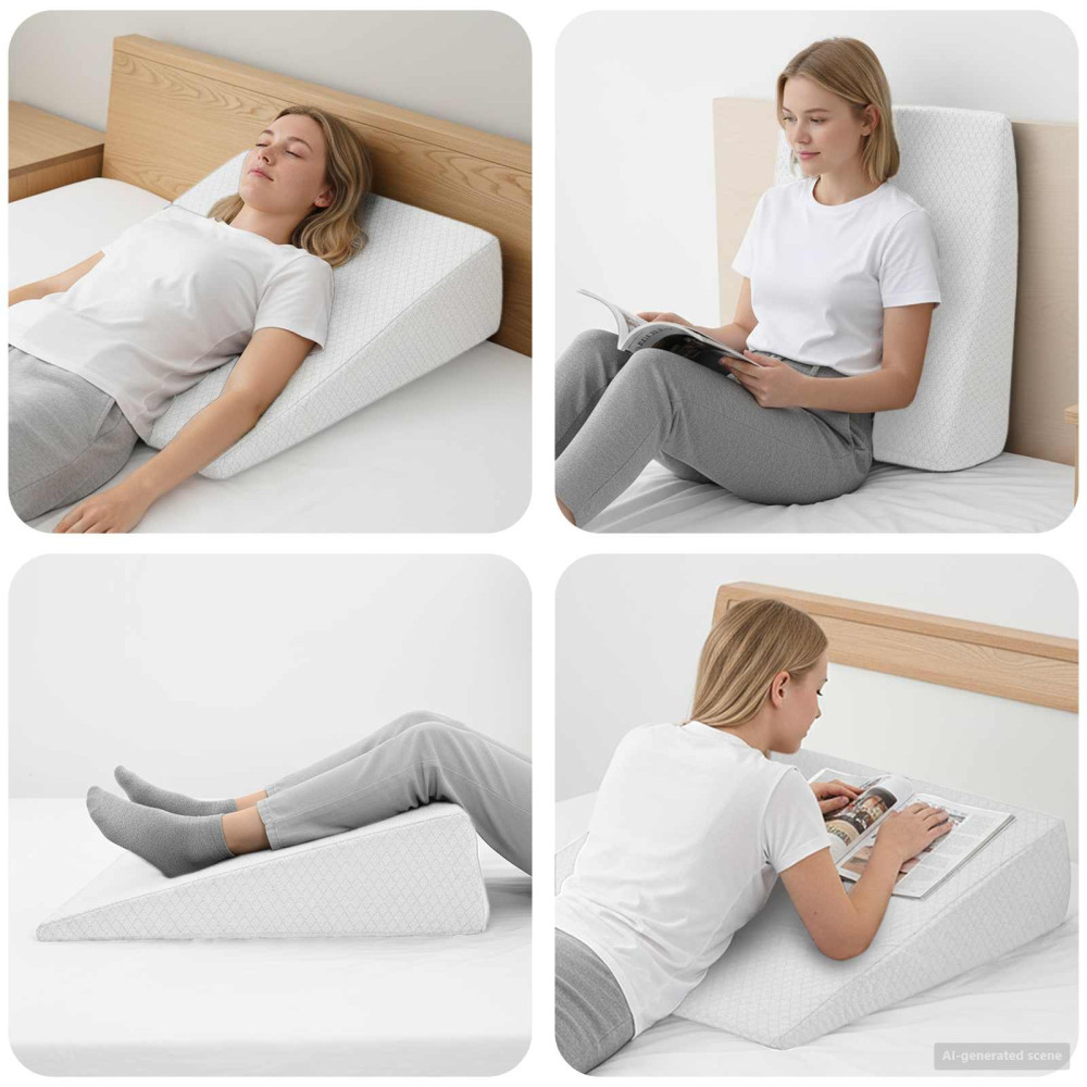 Produktbild för Vinklad Kudde Enfärgad Vit 69 x 64 x 19 cm Minneskum