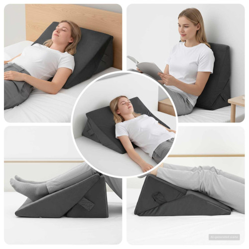 vidaXL Vinklad Kudde Grå 55 x 55 x 26 cm Minneskum