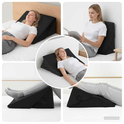 vidaXL Vinklad Kudde Svart 55 x 55 x 26 cm Minneskum