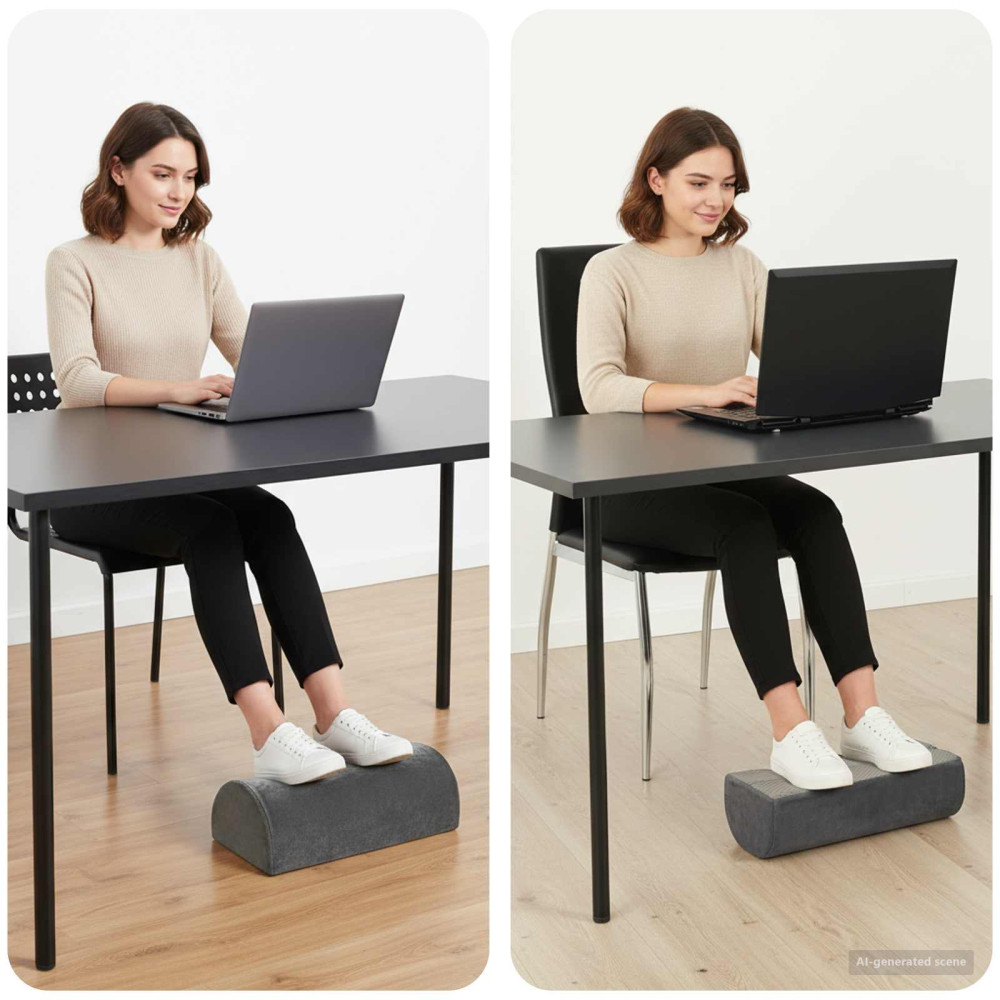Produktbild för Fotstöd Kudde Enfärgad Grå 42 x 18 x 13 cm PU skum