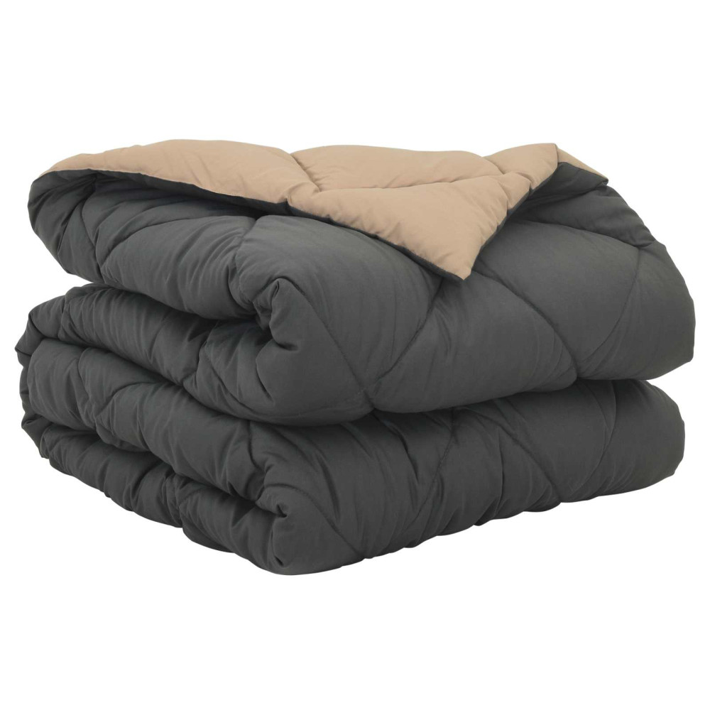 Produktbild för Full Års-Duvet Antracit och Taupe 135 x 200 cm Mikrofiber