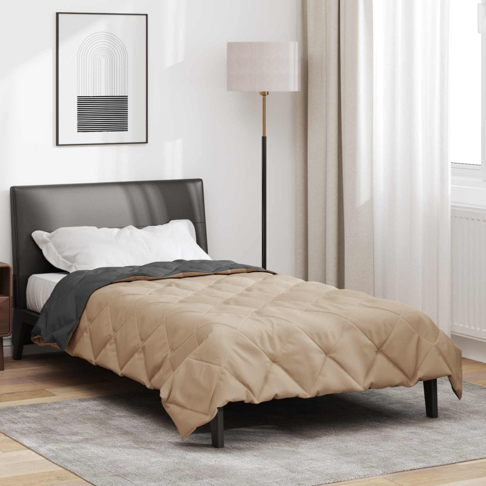 Produktbild för Full Års-Duvet Antracit och Taupe 135 x 200 cm Mikrofiber