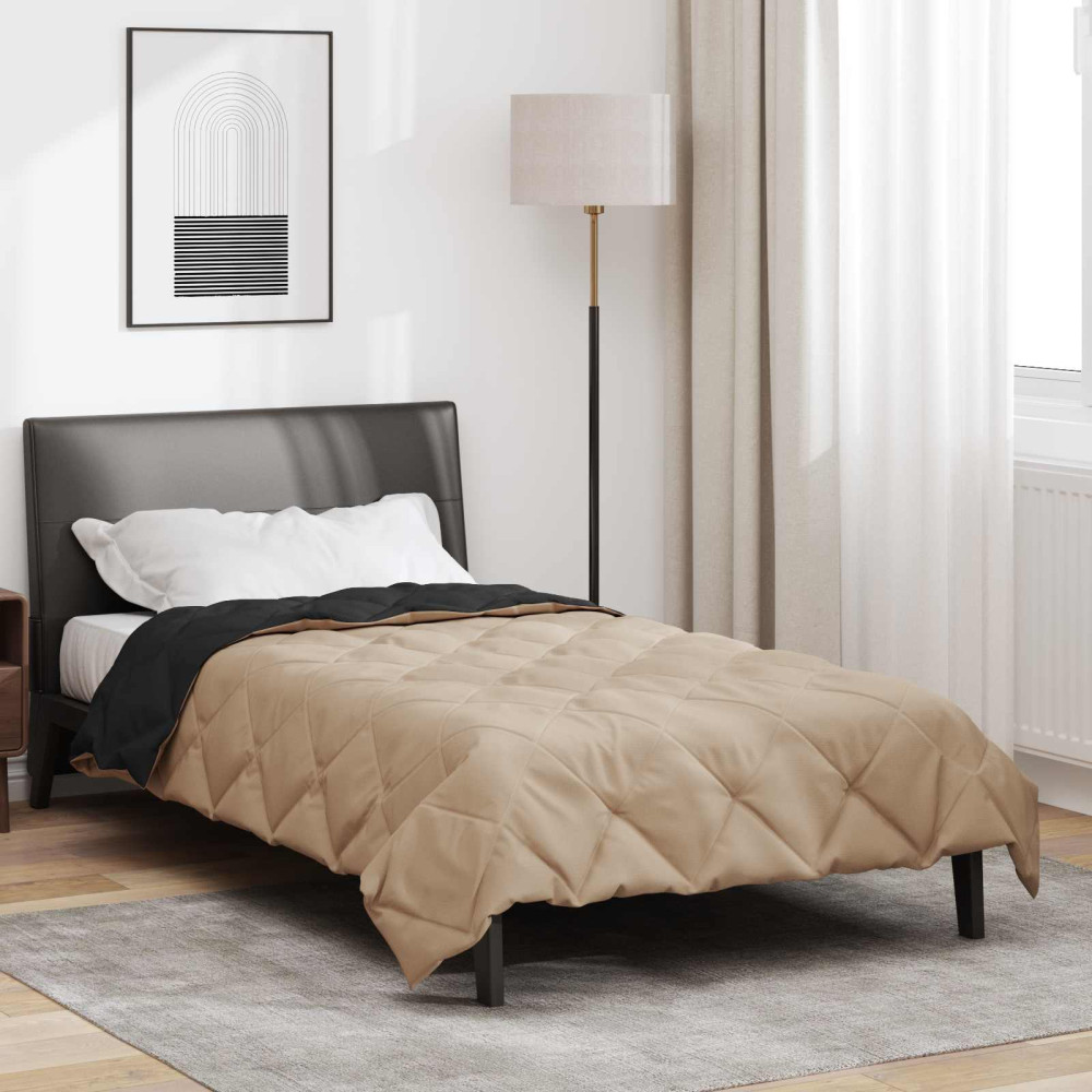 Produktbild för Full Års-Duvet Svart och Taupe 155 x 220 cm Mikrofiber