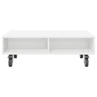 Produktbild för Sido bord med hjul Vit 90 x 50 x 30 cm Konstruerat trä