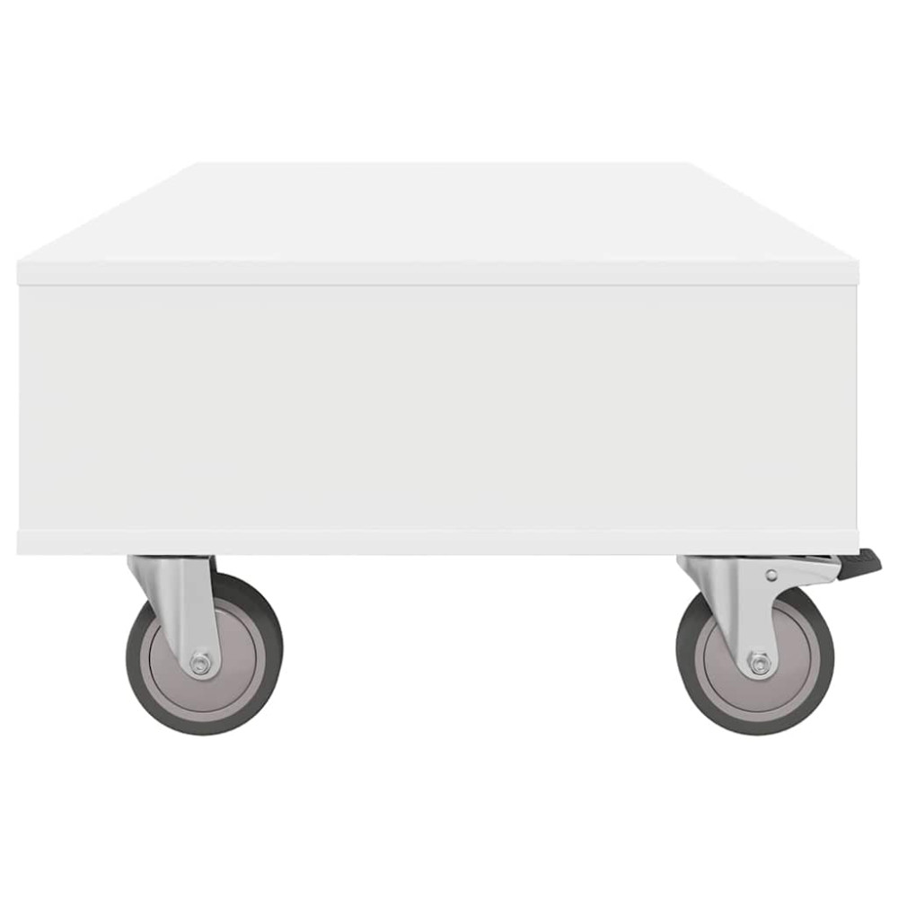 Produktbild för Sido bord med hjul Vit 90 x 50 x 30 cm Konstruerat trä