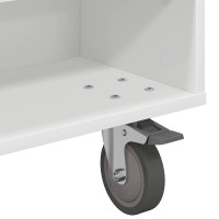 Produktbild för Sido bord med hjul Vit 90 x 50 x 30 cm Konstruerat trä