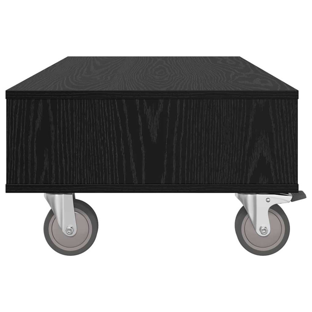 Produktbild för Sido bord med hjul Svart Ek 90 x 50 x 30 cm Konstruerat trä