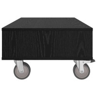 Produktbild för Sido bord med hjul Svart Ek 90 x 50 x 30 cm Konstruerat trä
