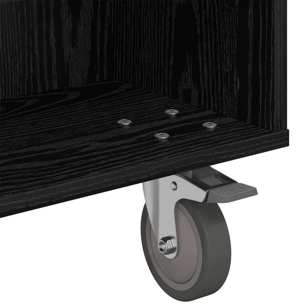 Produktbild för Sido bord med hjul Svart Ek 90 x 50 x 30 cm Konstruerat trä