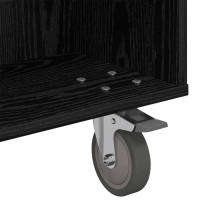 Produktbild för Sido bord med hjul Svart Ek 90 x 50 x 30 cm Konstruerat trä